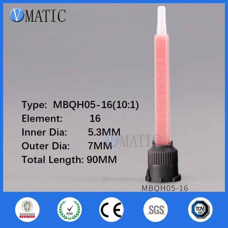 MBQH05-16 Dual-Ratio Static Mixing Tube (1:1 & 10:1) - 10pcs Chemical Adhesive Nozzle Kit for Two-Part Epoxy & Resin | Free Ship