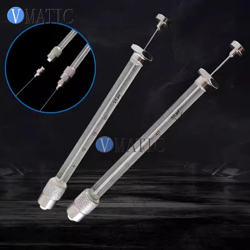 Removable Needle Micro Syringe 25 50 100 250 500ul, Luer Lock Tip 1-200ml Lab Syringe for HPLC, GC