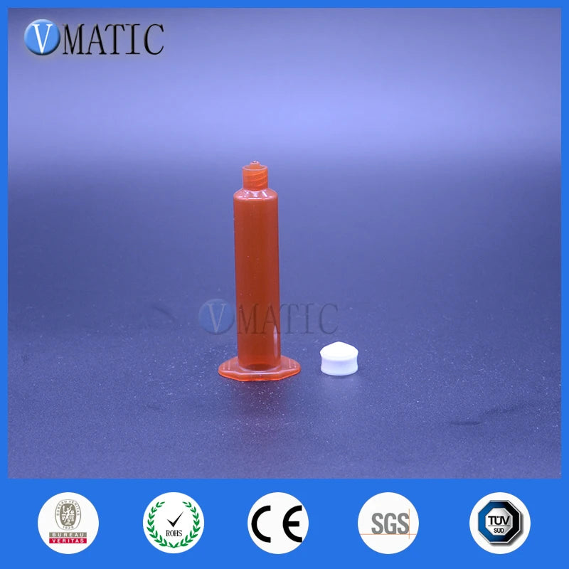 Free Shipping 5cc/ml Amber Pneumatic Barrels UV Block Cartridge Glue Dispensing Syringe With Stopper/ Piston