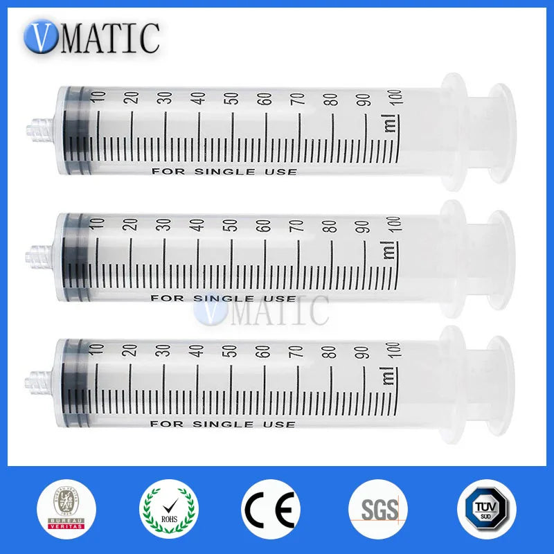 Free Shipping 12Pcs Safety Plastic Manual Dispensing Syringe 100cc/ml