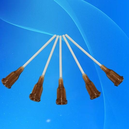 ‌15G Luer Lock Dispensing Needles 1" (25mm) | 100pcs Polypropylene Flexible Tips for Epoxy/Solder Paste