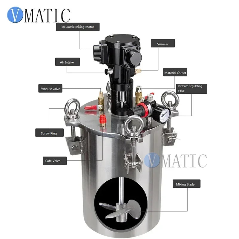 High Quality Glue Liquid Dispensing Pneumatic Mixing Stainless Steel Air Pressure Tank Container