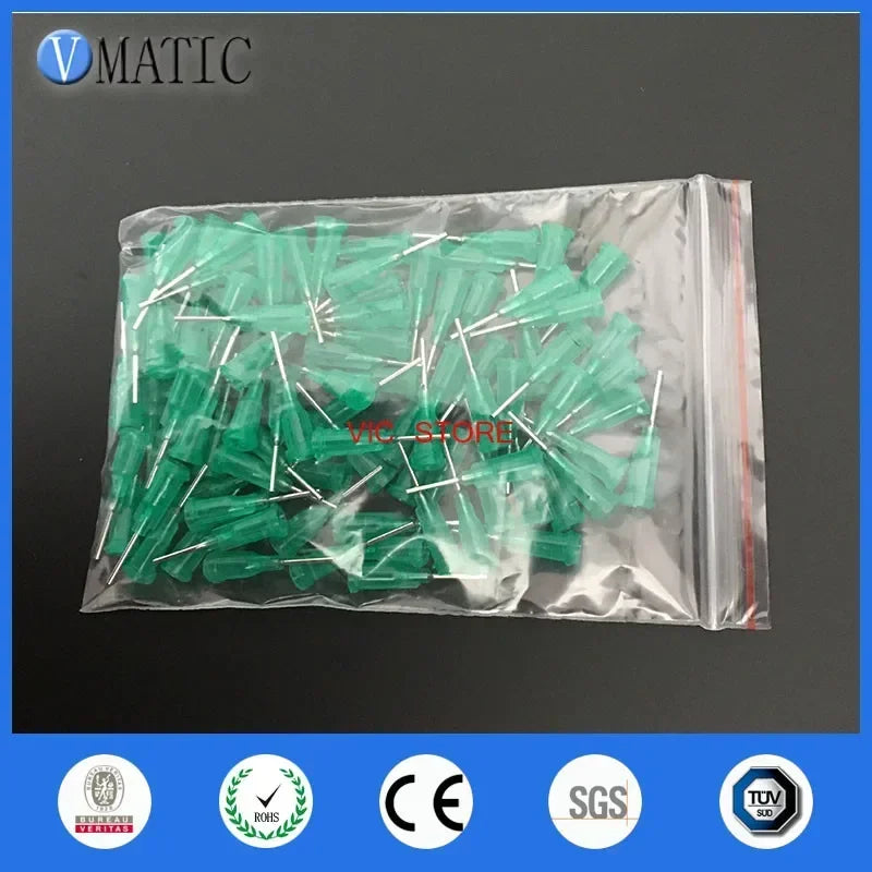 Industrial Precision Applicator Tips 18G ▶ 0.5"（12.7mm）Luminescent Green Polymer ▏100pcs/Bag  ≤0.08μL Residual