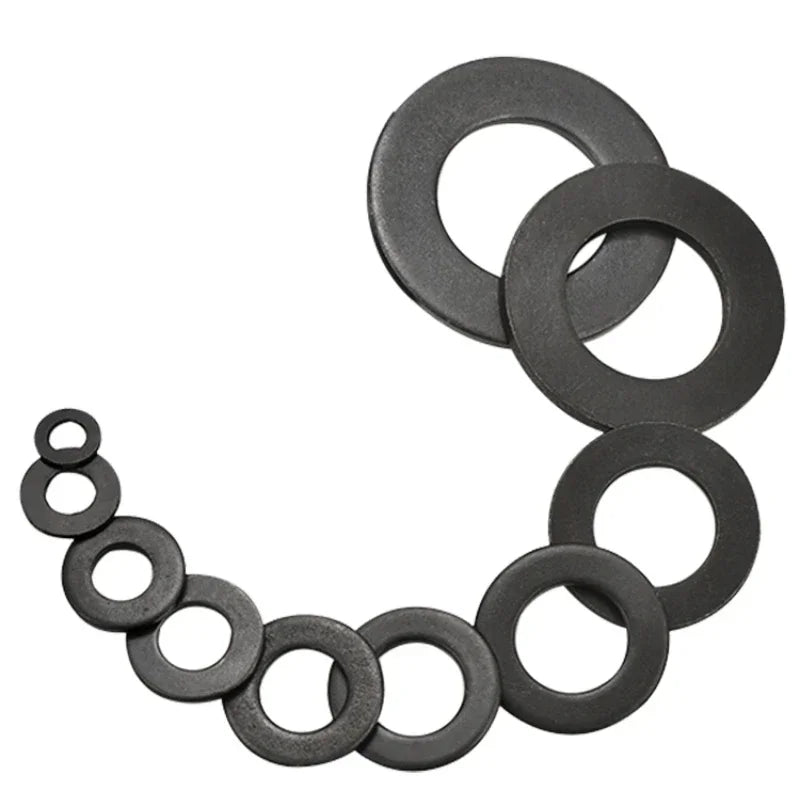 1/2/5/10/20/30/50/Piece M2 M2.5 M3 M4 M5 M6 M8 M12 M14 M16-M30 8.8 Grade Black Carbon Steel Flat Washer Flat Washer