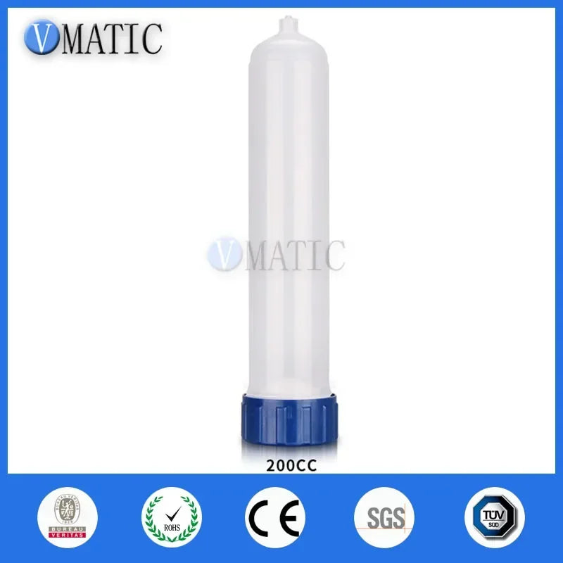 High Quality 200 Cc / Ml Vol Luer Lock Tip Glue Dispensing Pneumatic Syringe Barrel With Adapter