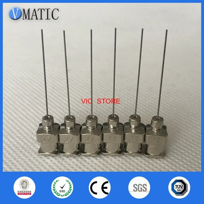 Free Shipping 12 Pcs 1 Inch Length 27G Blunt Stainless Steel Dispensing Glue Dispenser Syringe Needle Tips
