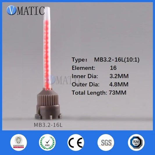 Free Shipping MB3.2-16L 10: 1 Mixed Nozzle Spiral Tube Core Double Liquid Bell Mouth Static Mixture Mixer Overhead Mixers 10pcs