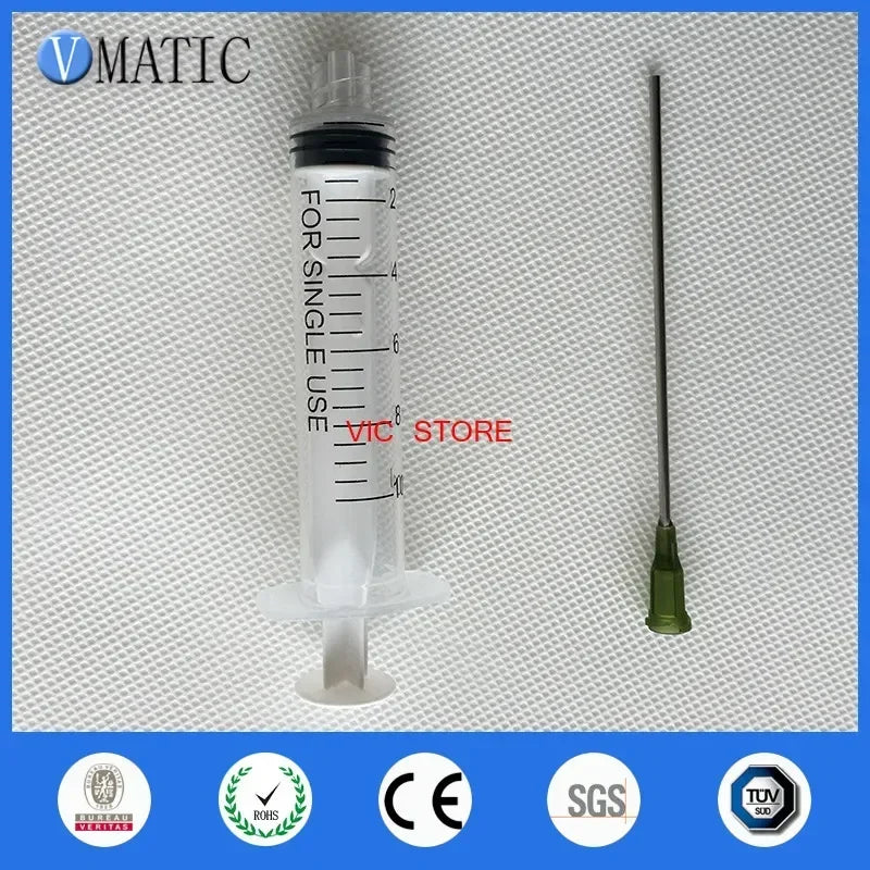 ‌14G Blunt Tip Syringe Kit 10ml | Luer Lock Plastic Dispenser for Glue/Resin/Cosmetics (3.75" Non-Sterile Needles 12pcs)‌