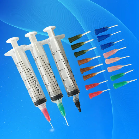 ‌10ml Manual Dispensing Syringe Kit | Precision Solder Paste & Adhesive Applicator with Interchangeable Tips (Industrial Plastic