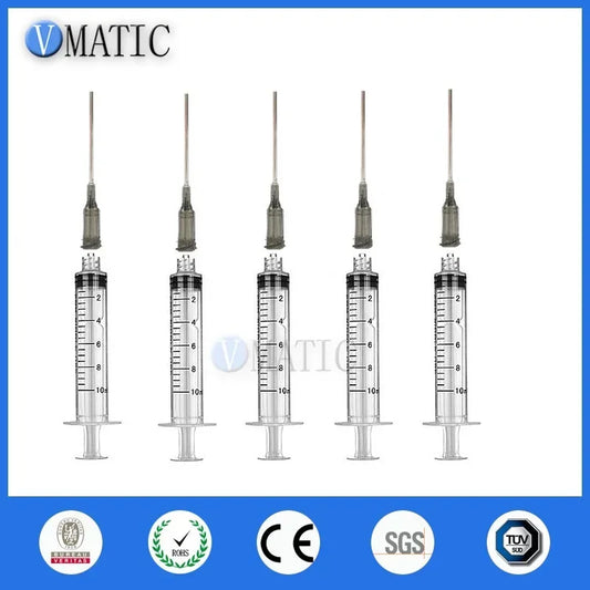 Free Shipping Liquid Dispensing Syringes Luer Lock Syringe 10ml/cc + 16G 1'' 1 Inch Tips & Black Syringe Caps