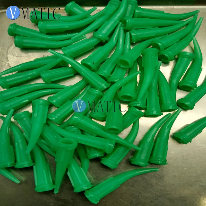 Free Shipping Quality 100Pcs 18G Green TT Tapered Bent Dispensing Plastic Needles