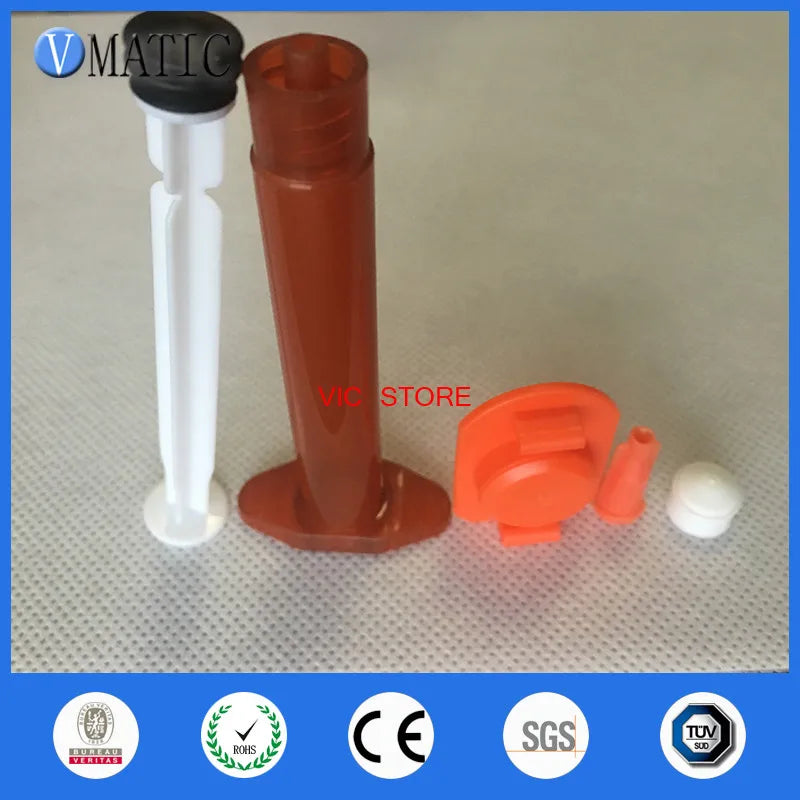 High Quality Pack Of 10 X 5cc/ml Amber UV Block Fluid Dispenser Manual Syringe With Plunger Stopper & Piston