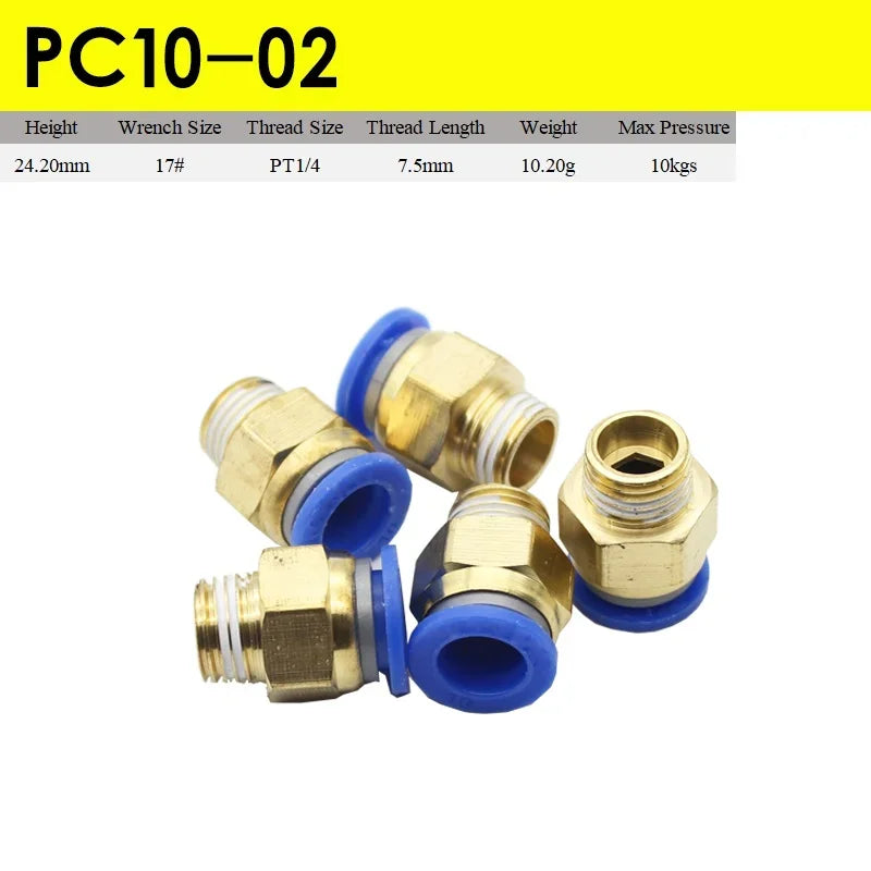 5pcs Fast Twist Pneumatic 6mm 8mm 10mm 12mm Tube To PC4PC6PC8PC10PC12-M5 Male Thread Stainless Steel Pipe Fittings Connector