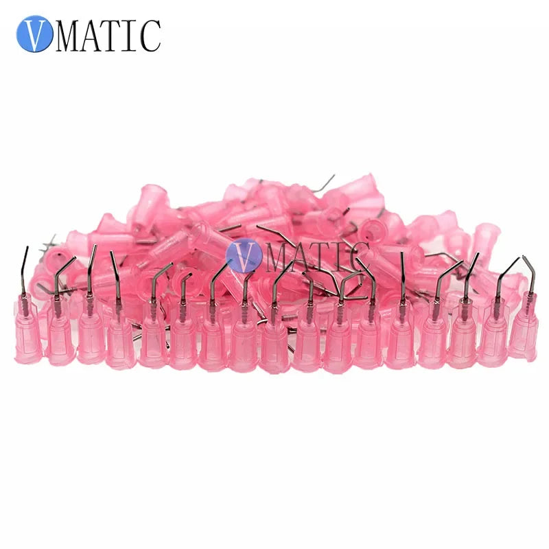 Free Shipping 100Pcs 20G Pink 0.5'' Length 45 Degree Bent Dispensing Needle Tips Blunt Stainless Steel Dispenser Needle 1/2 Inch