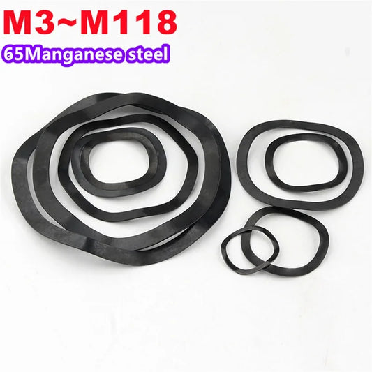 M3 M4 M5 M6 M8 M10 ~M118 Black Steel 65MN Wave Washers Spring Washer  Spring Washer Gasket
