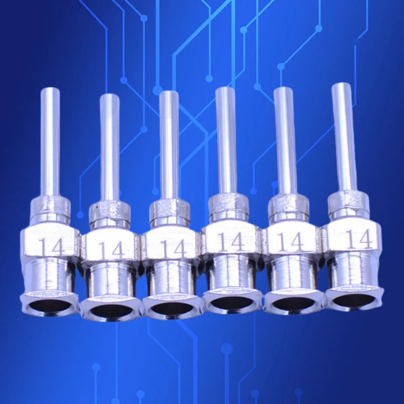 Free Shipping All Metal Stainless Steel 0.5'' 14G Dispenser Blunt 12Pcs Glue Dispensing Syringe Needle Tips 1/2 Inch