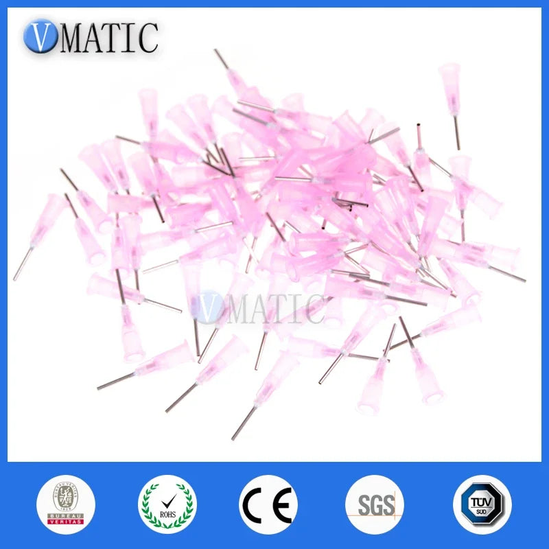 Free Shipping 100pcs 18G Pink Color Stainless Steel Dispensing Tapered Pinhead Glue Liquid Dispenser Needles 1/2 Inch
