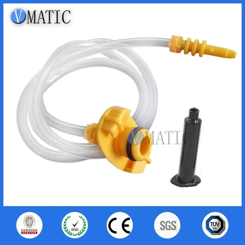 Free Ship EFD 5 10 30 55 Cc / Ml Pneumatic Black Syringe Barrel Valve Robot Fitting Adapter With Piston & Dispensing Needle Tip