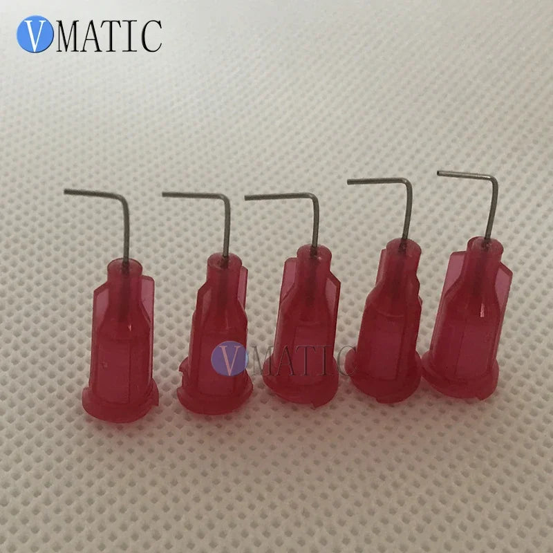 Free Shipping 100 Pcs 25G Red Color 0.5'' Length 90 Degree Bend Bent Dispensing Needle Tips 1/2 Inch