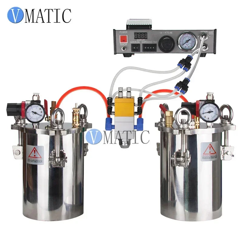 Free Shipping 2L Stainless Steel Pressure Dispensing Valve Manual Glue Dispenser Equipment Double Liquid Dispensing Tool