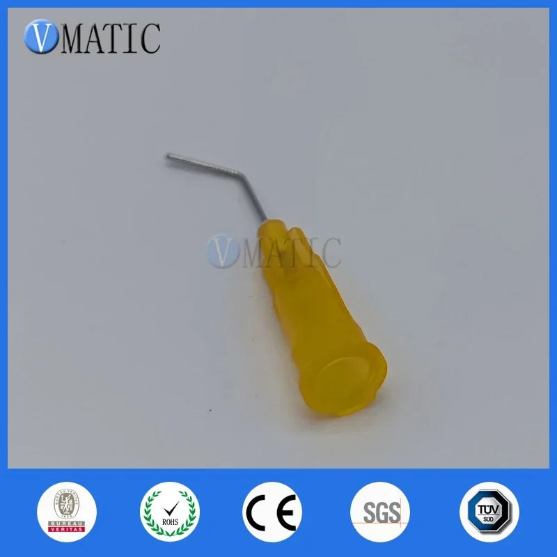 ‌100-Pcs 25G Dispensing Needles | 45° Angled Precision Glue Tips with 0.5'' Bayonet Lock (0.41mm ID, 1/2'' Length) for Electroni