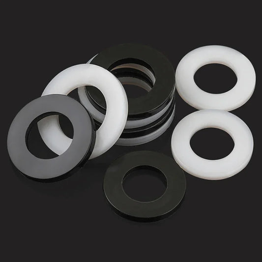 50/100/200Pcs M2-M20 White Black Plastic Nylon Flat Washer Plane Spacer Insulation Gasket Ring For Screws&Bolt