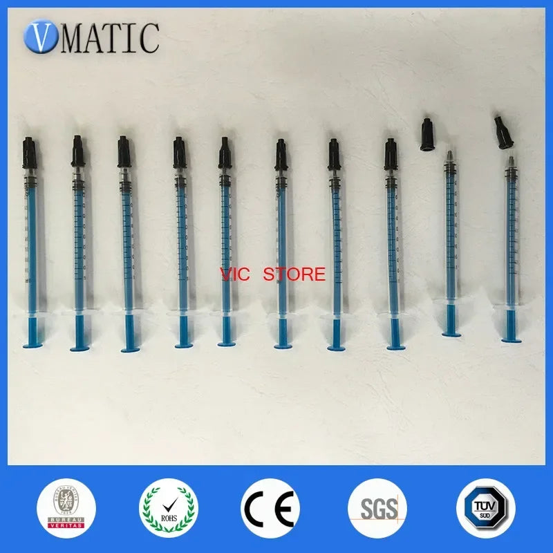 ‌10×1ml Precision Syringe Kit | Multi-Purpose Plastic Dispenser with Black Cap for Lab/Cosmetics/Adhesive (Chemical-Resistant )‌