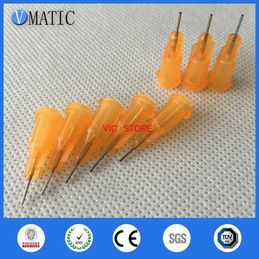 Free Shipping Orange Color 100Pcs/Lot 23G 1/4'' Inch Stainless Steel Tip Dispensing Screw Needles Syringe Needle Tips