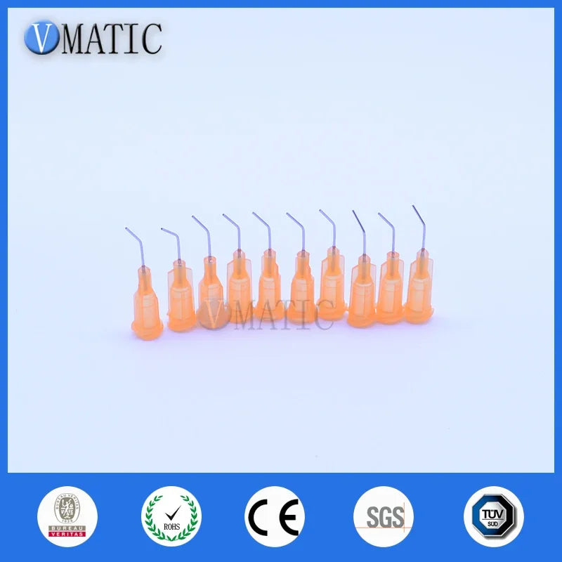 Free Shipping 100Pcs 23G Orange 0.5'' 45 Degree Bent Automatic Glue Dispensing Needle Tip 1/2 Inch