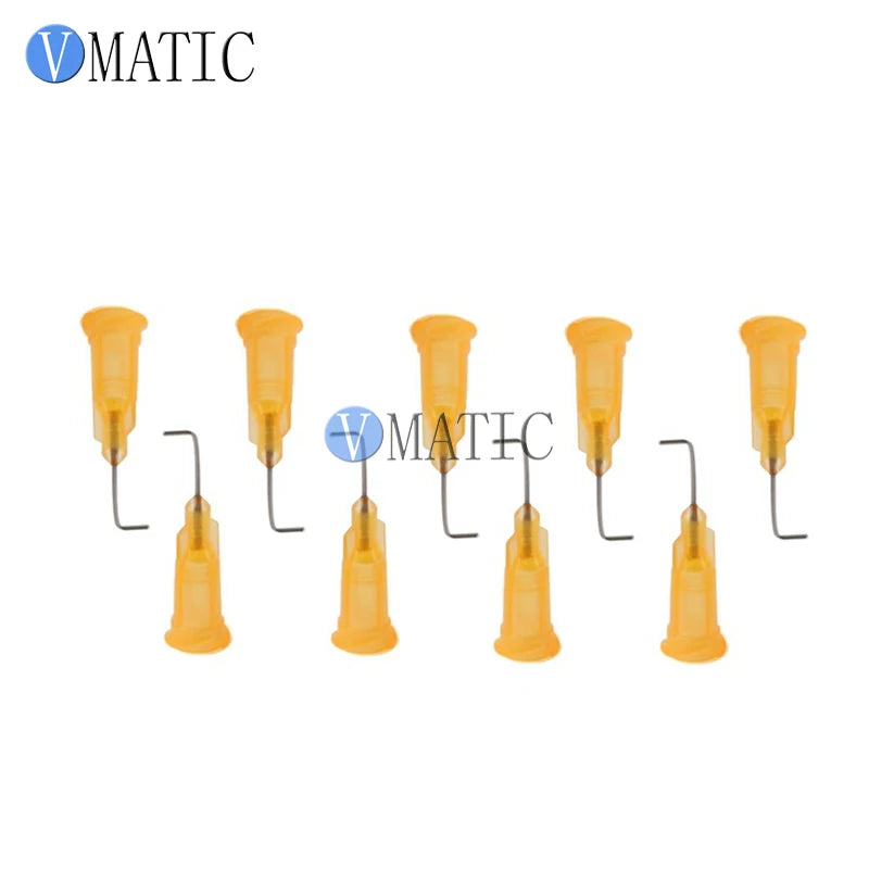 Free Shipping 100Pcs 23G Orange Color 0.5'' Tube Length 90 Degree Bent Glue Dispensing Needle Tip 1/2 Inch