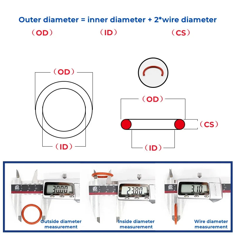 VMQ Red Silicone O-Ring OD 5-80mm Thickness CS 1/1.5/2/2.4mm Food Grade Sealing Ring Waterproof & Insulated Gasket Washer