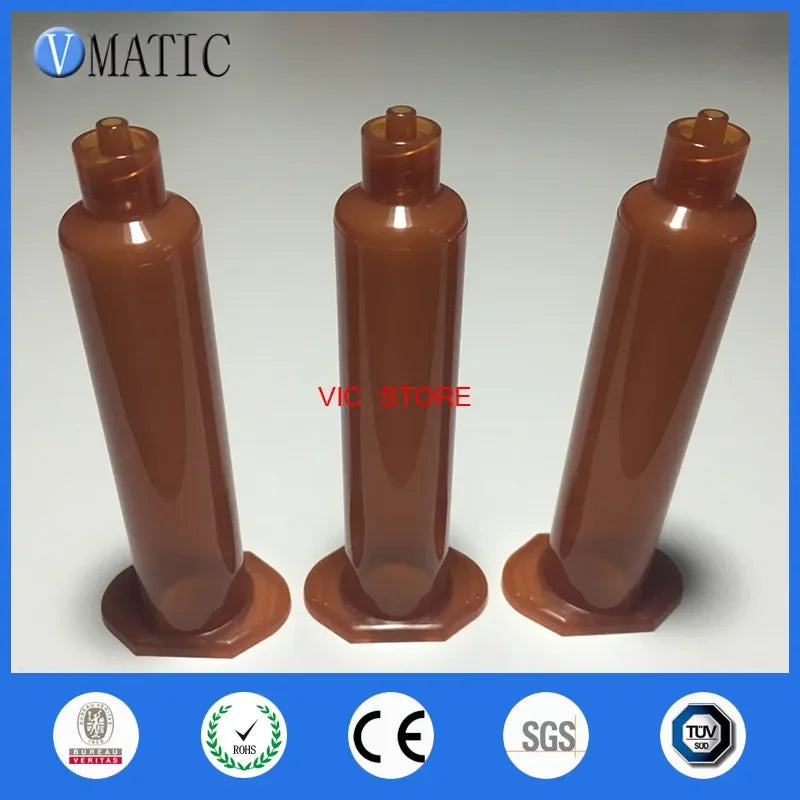 Free Shipping US Style 10 Cc / Ml Glue Dispensing Amber Color Pneumatic Syringe With Piston