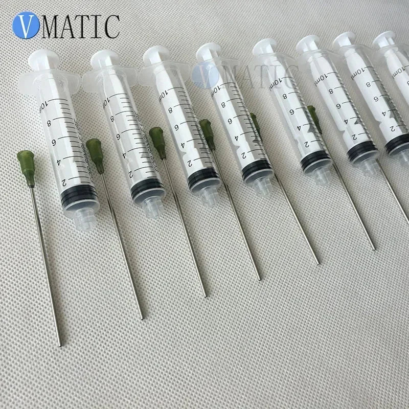 Free Shipping 10ml/10cc Luer Lock Dispensing Syringes With 14G Blunt Tip Fill Needles 9.5Cm Tubing Length