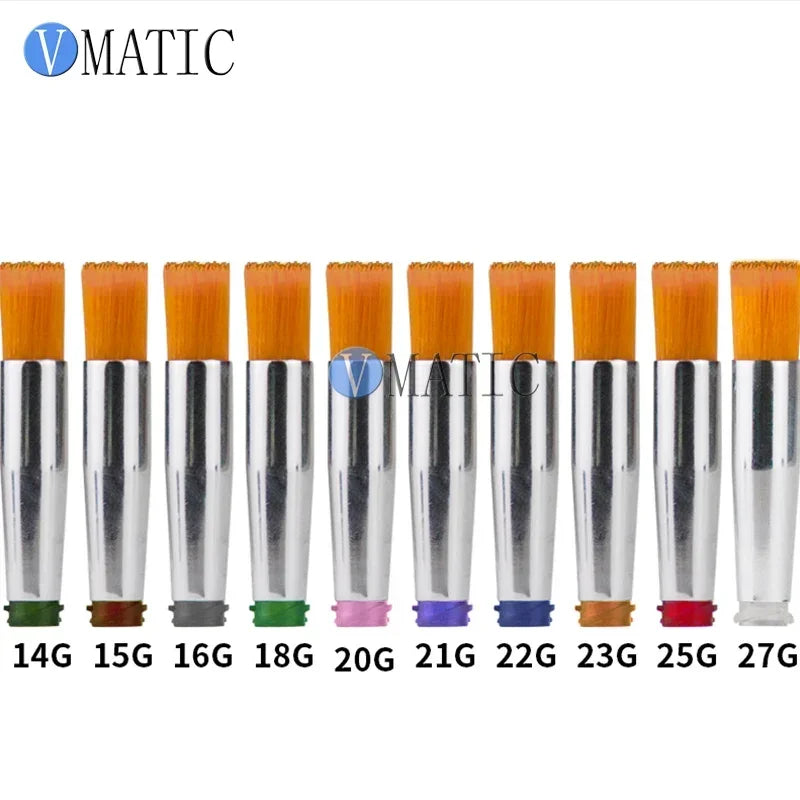 Free Shipping 10pcs 14-27G Yellow Hard Round Type Fluid Glue Dispense Needle Brush Dia 2 to 8 mm