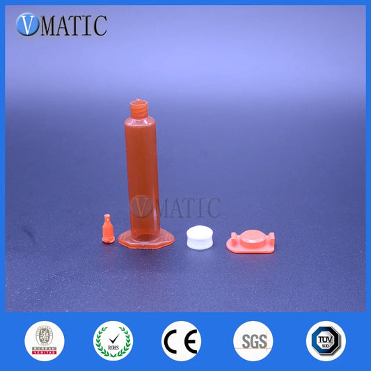 Free Shipping 5cc 5ml Amber Pneumatic Syringe Barrels Amber UV Block Cartridge Glue Dispensing Syringe With Piston/Syringe Cap