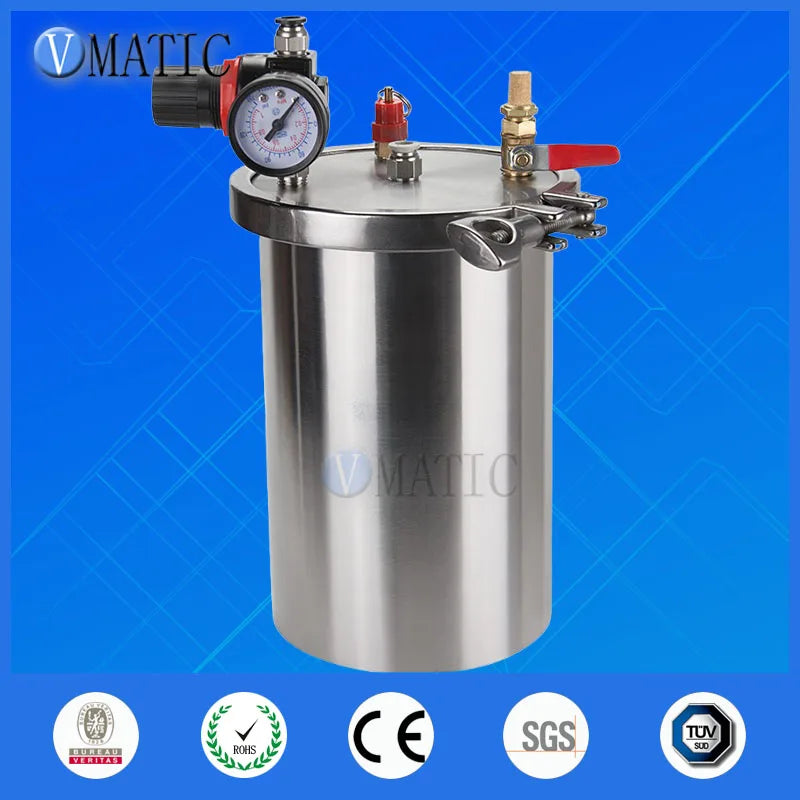 ‌10L Stainless Steel 304 Pneumatic Pressure Tank | Clip-Frame Industrial Air Pot with Accessories Free Shipping‌
