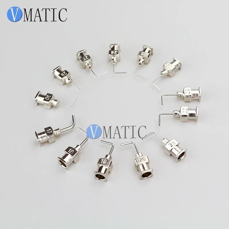 Free Shipping 12Pcs 1/2 Inch 90 Degree Bent 17/18/19/20/21/22/23/24/25/26/27/28/30G Stainless Steel Blunt Dispensing Needle