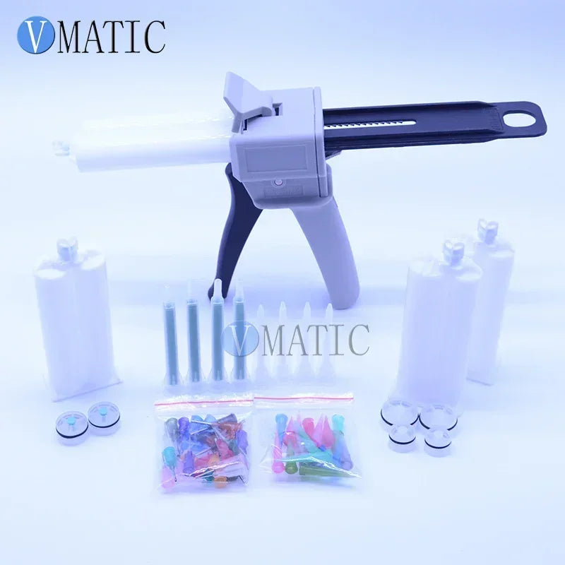 ‌AB Glue Dispenser Kit 2:1 & 1:1 | 50ml Dual Cartridge Gun with Mixing Nozzles Free Shipping‌