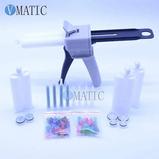 ‌AB Glue Dispenser Kit 2:1 & 1:1 | 50ml Dual Cartridge Gun with Mixing Nozzles Free Shipping‌