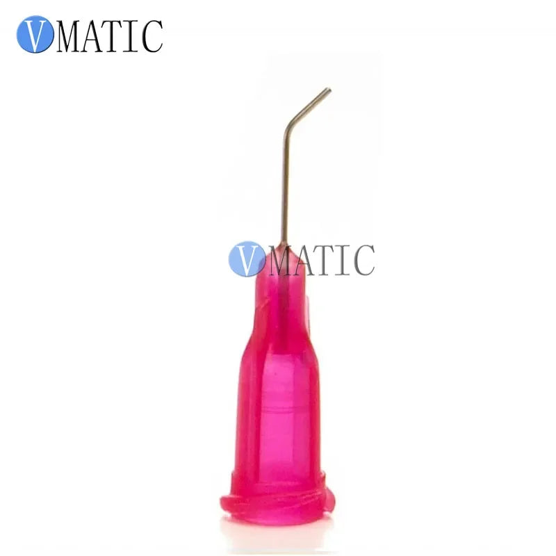 Free Shipping 100Pcs 25G Red 0.5'' Tubing 45 Degree Bent China Glue Dispensing Syringe Needle Tip 1/2 Inch