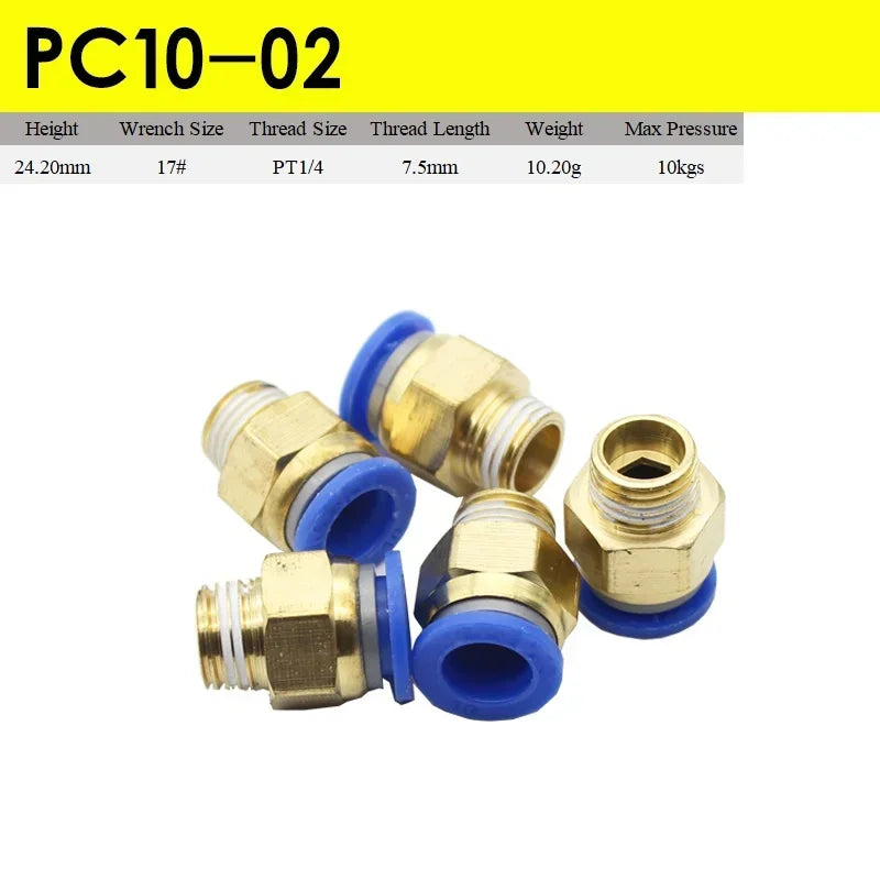5pcs Fast Twist Pneumatic 6mm 8mm 10mm 12mm Tube To PC4PC6PC8PC10PC12-M5 Male Thread Stainless Steel Pipe Fittings Connector