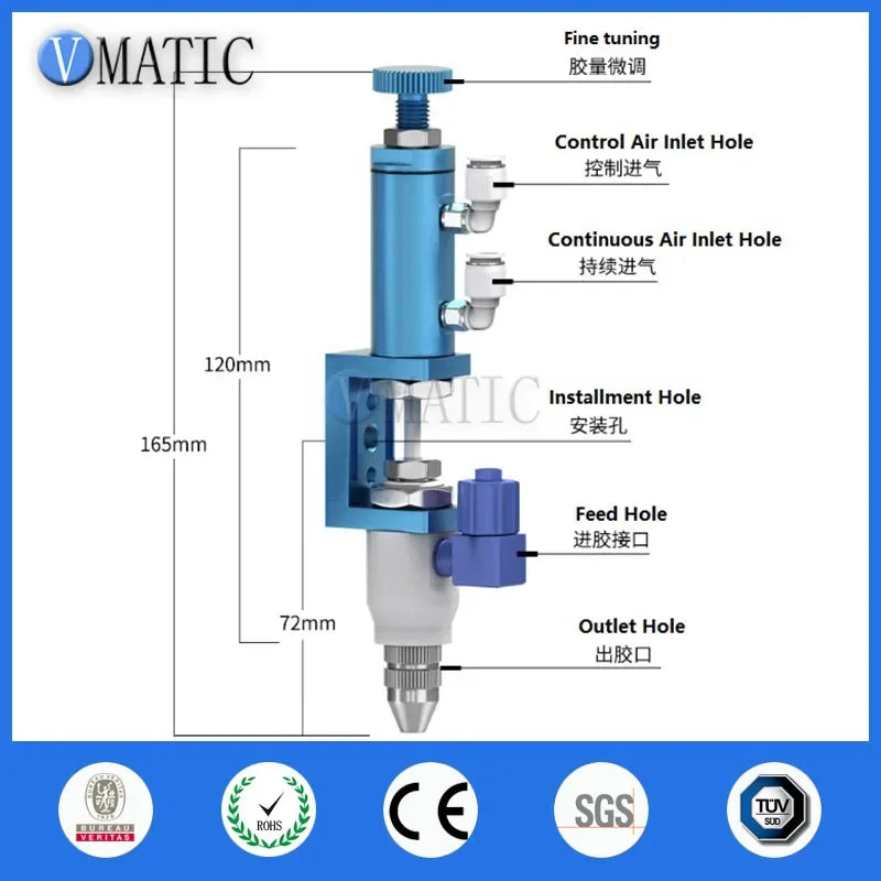 Free Shipping VC2323K High Precision Top Needle Micrometer Glue Dipsense Pneumatic Valve Gun