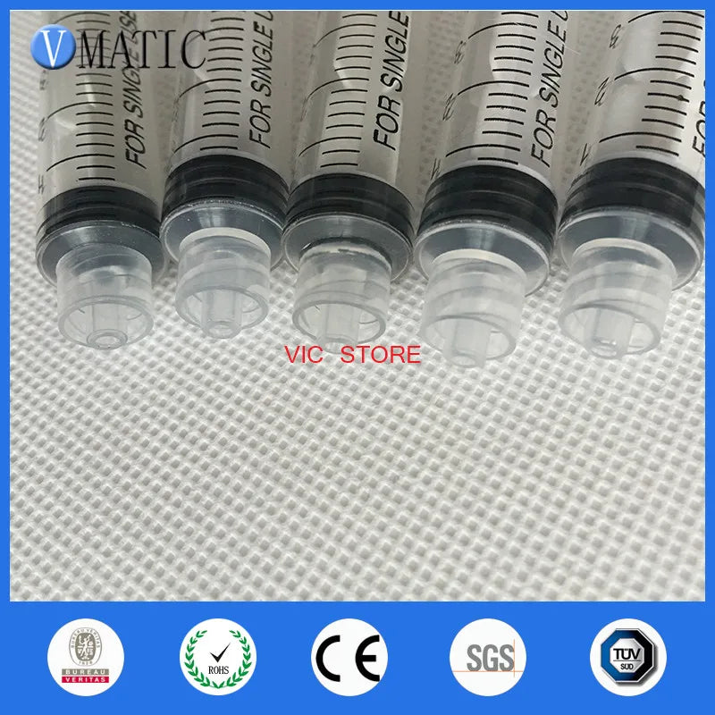 Free Shipping Non Sterilized Glue Dispensing Manual Plastic Syringes 5cc / 5ml 10Pcs With Tip Caps / Stopper