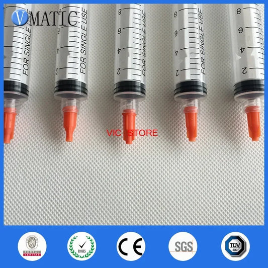Free Shipping Non Sterilized 5 Pcs 10ml/cc Hand Manual Syringe With 5 Tip Cap Stopper