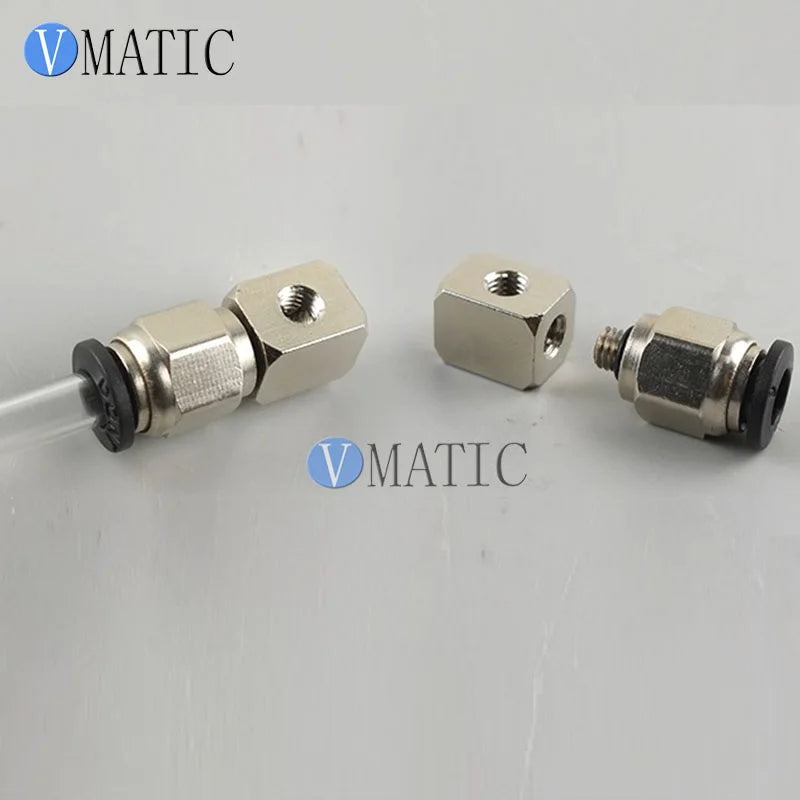 Miniature Rectangular Pneumatic Fitting - M5/M6 Female Thread - Tee & Cross - Full Metal (Nickel Plated Brass)