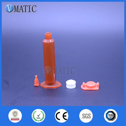 Free Shipping 10Pcs 10 Cc / Ml Amber Air Pneumatic Syringe Barrel UV Block Cartridge With Stopper/Piston/End Cover