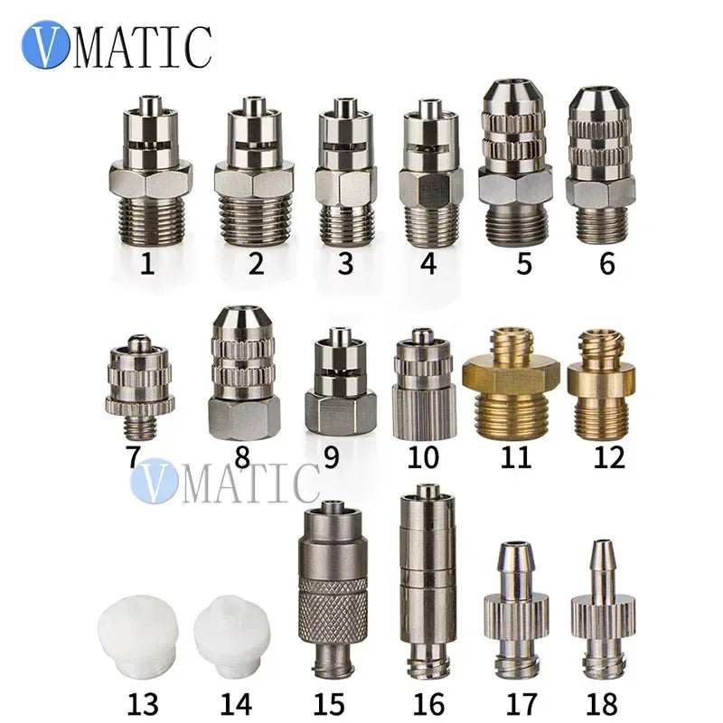 10pcs Alloy 1/4" 1/8" Inch Thread Luer Lock Fitting Connector Double Screw Syringe Adapter For Pneumatic Syringe