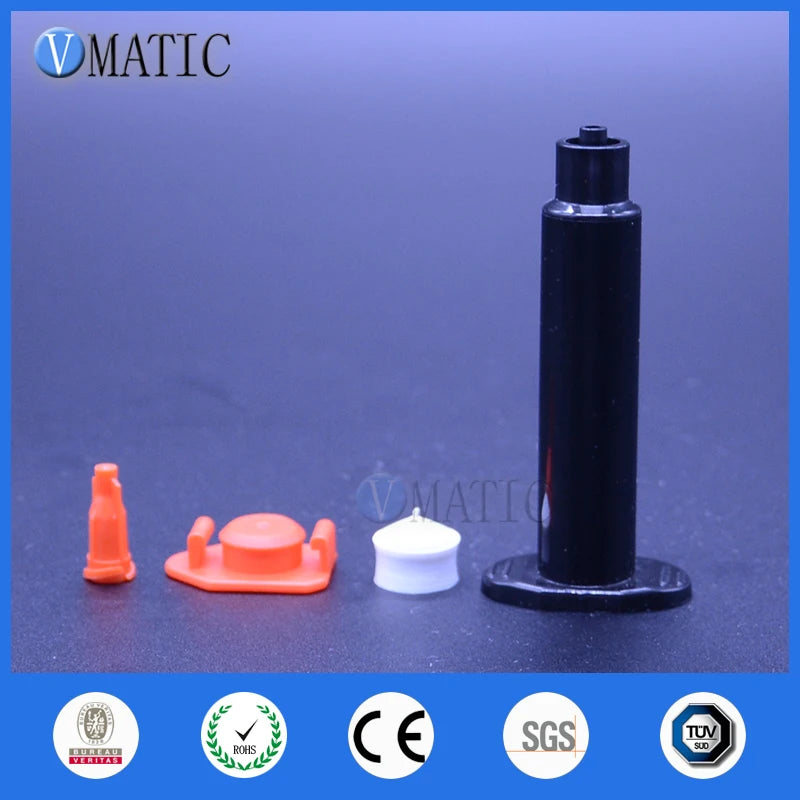 Free Shipping Wholesale 500 Sets US Style Plastic Dispenser Pneumatic Syringe 30 Cc / Ml Black Barrel With Tip Stopper & Piston