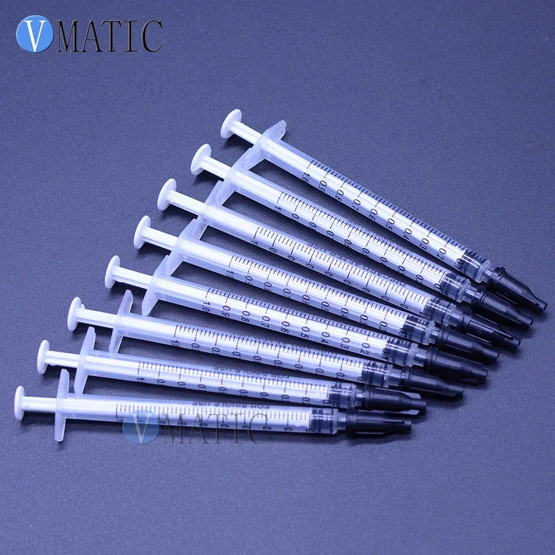 Free Shipping 10 pcs Dispensing Syringes 1cc 1ml Plastic Syringe With Black Tip Cap