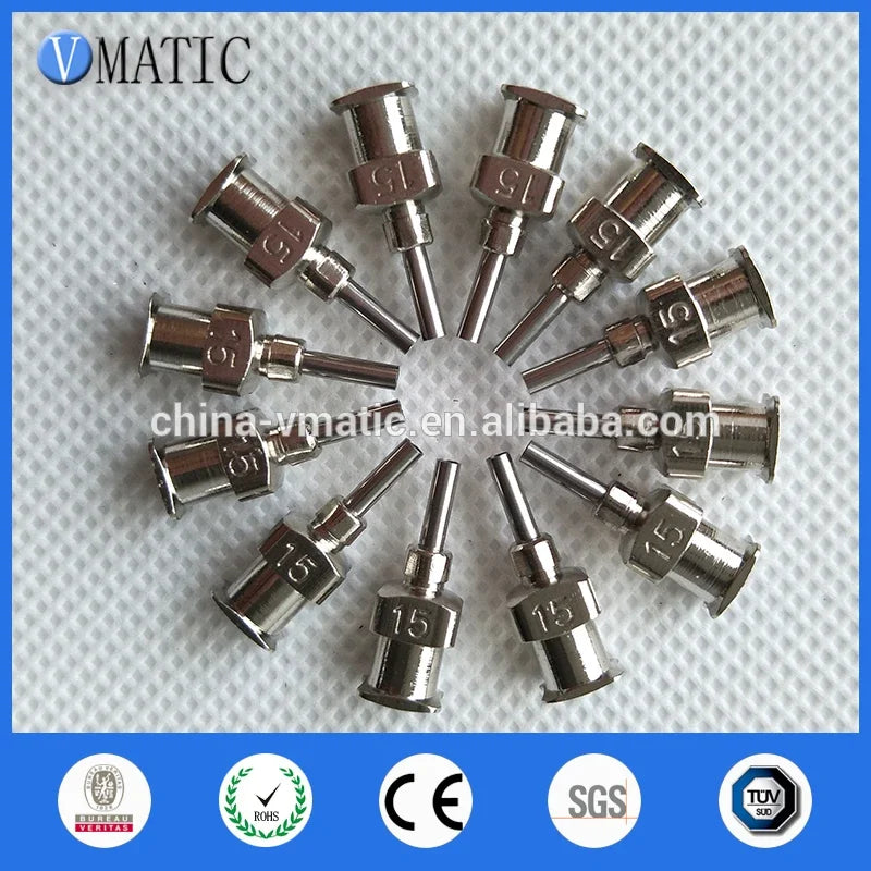 Free Shipping 12Pcs 15G 0.25'' Tube Length Metal S.S. Stainless Steel Dispensing Needles Blunt Dispenser Needle Tip 1/4 Inch